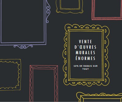 Vente d’œuvres murales énormes black whimsical-line