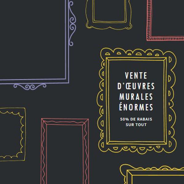 Vente d’œuvres murales énormes black whimsical-line