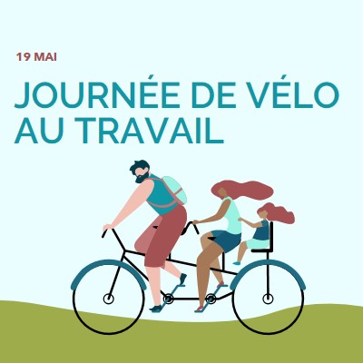 Journée de vélo au travail blue whimsical-color-block