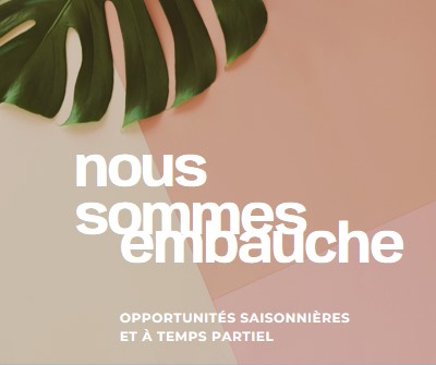 Nous recrutons des travailleurs saisonniers pink modern-simple