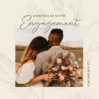 Annonce d’engagement white vintage-botanical