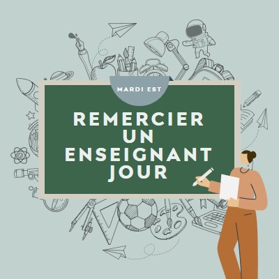 Merci pour les enseignants green modern-color-block