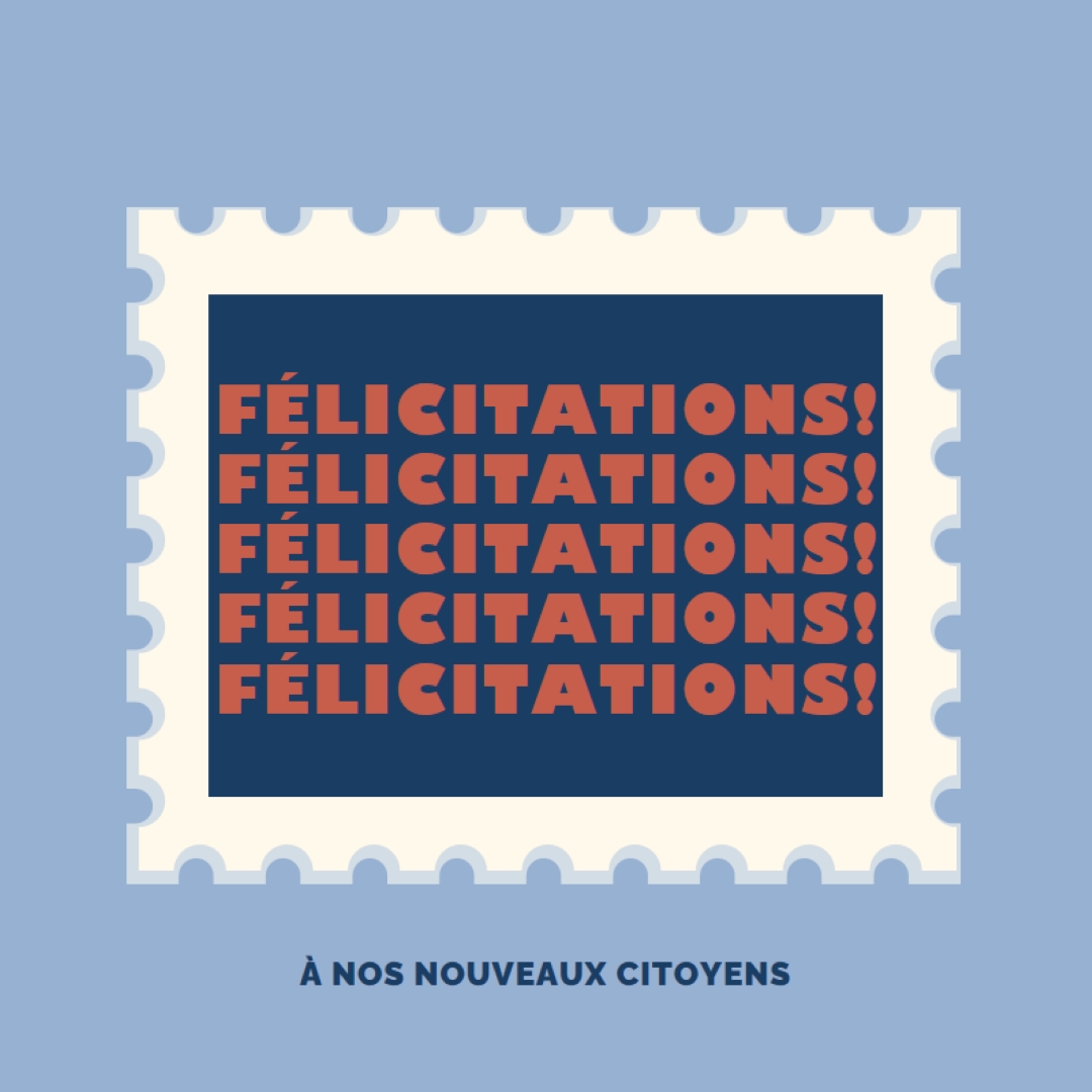 Félicitations à nos nouveaux citoyens blue modern-simple