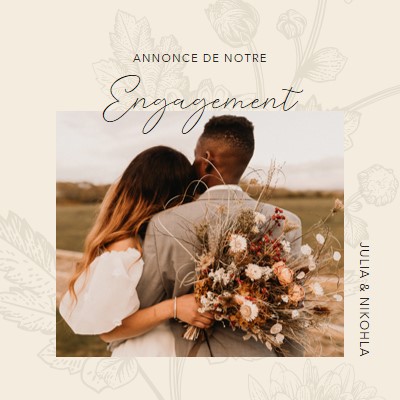 Annonce d’engagement white vintage-botanical