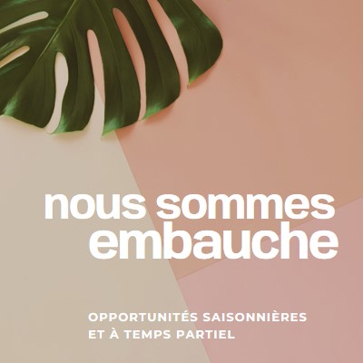 Nous recrutons des travailleurs saisonniers pink modern-simple