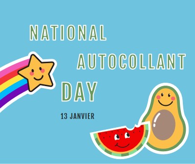 Bonne journée nationale des autocollants blue whimsical-color-block