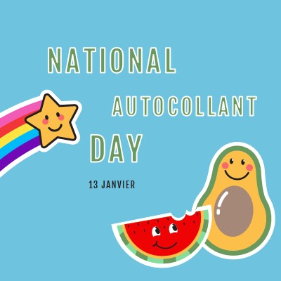 Bonne journée nationale des autocollants blue whimsical-color-block