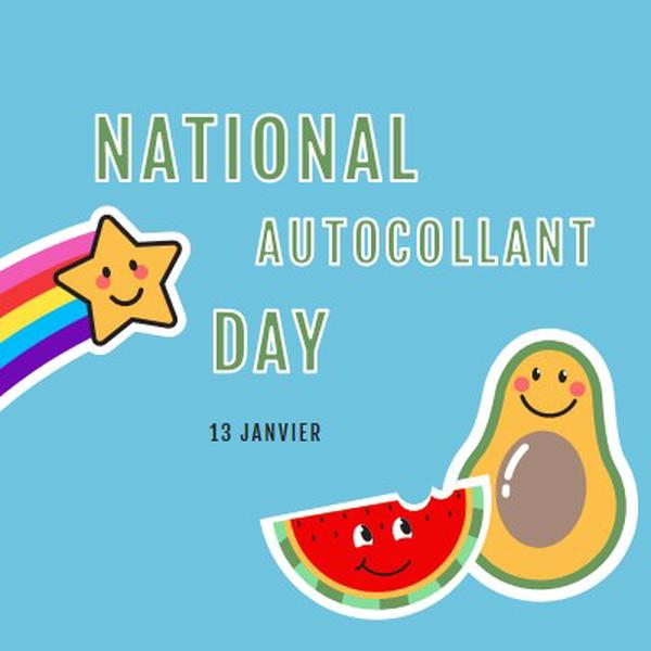 Bonne journée nationale des autocollants blue whimsical-color-block