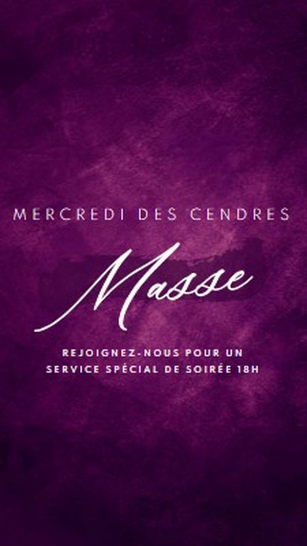 Messe du mercredi des Cendres purple modern-simple