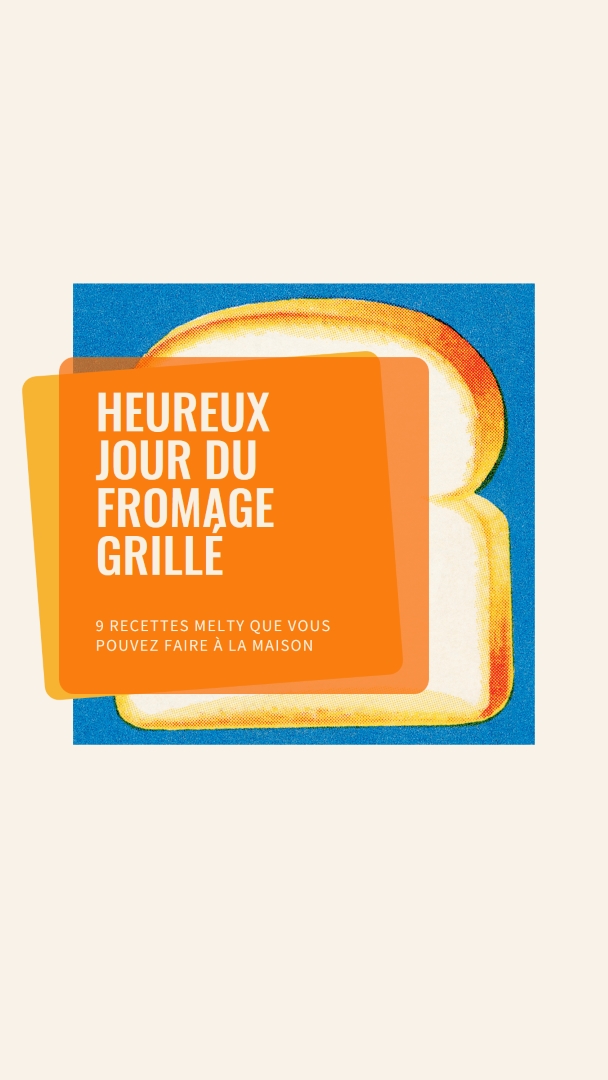 Heureux jour du fromage grillé orange modern-bold