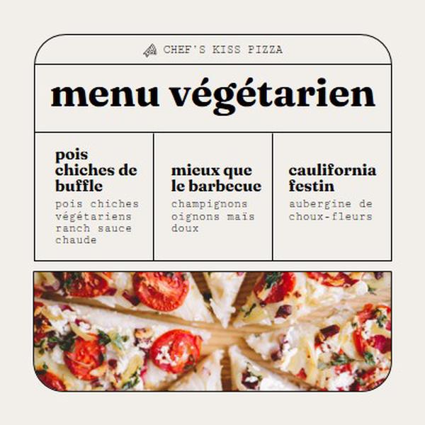 Consultez notre menu de pizzas végétariennes gray modern,simple,lines,geometric,frame,symmetrical