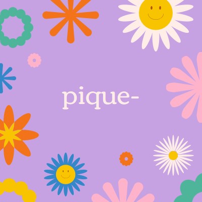 Nous allons faire un pique- purple retro,playful,graphic,floral,bright