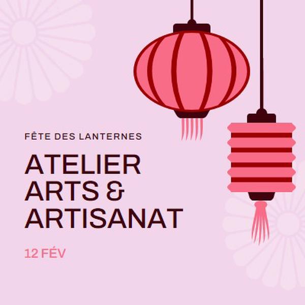 Atelier du Festival des lanternes pink modern,whimsical,graphics,minimal,bold,typographic