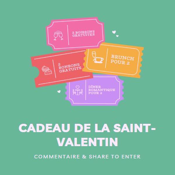 Cadeau de la Saint-Valentin green bright,playful,tickets,retro,shape,overlapping