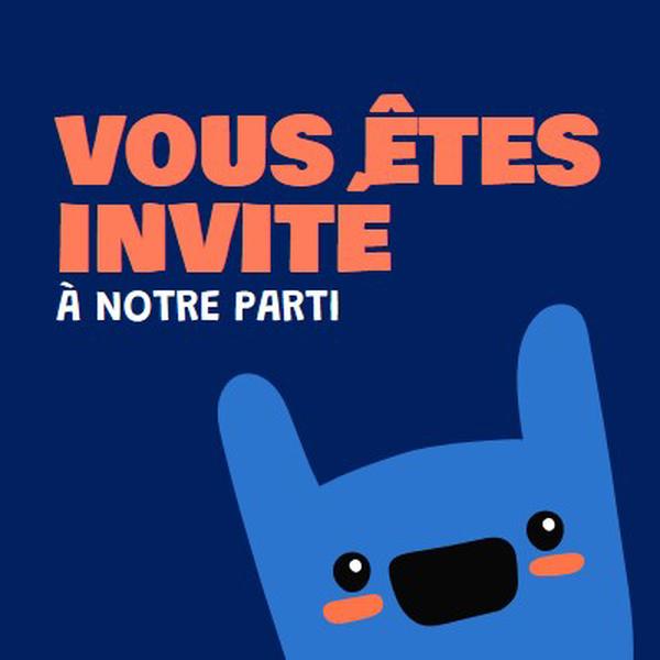 Vous êtes invité à notre fête blue whimsical,bold,monster