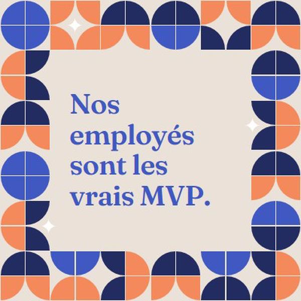 Carte de remerciement des employés blue simple,retro,frame,shapes,fun,geometric