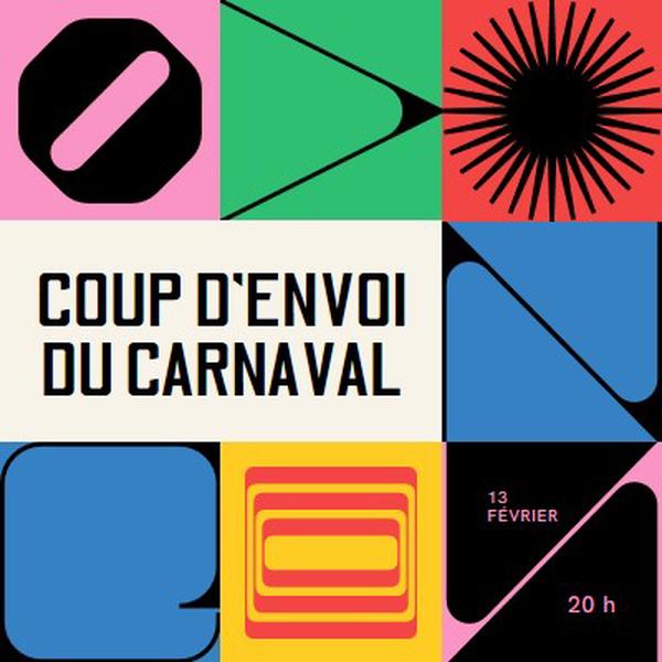 Fête de lancement du carnaval black maximalist,geometric,graphics,mosaic,bold,shapes