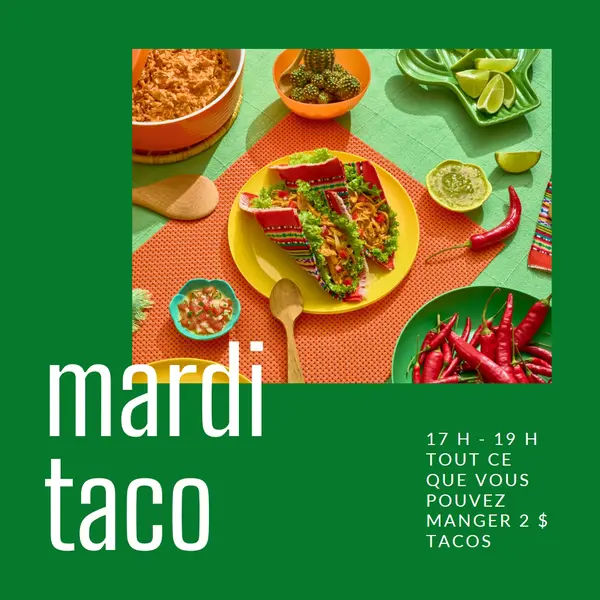 Tout ce que vous pouvez manger de tacos green elegant,bold,photo