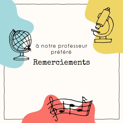 Carte de remerciement de l’enseignant de l’école gray clean,colorful,sketch,asymmetrical,school,shape