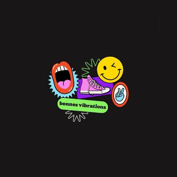 Bonnes vibrations pour une journée black bold,vibrant,stickers,bright,fun,retro