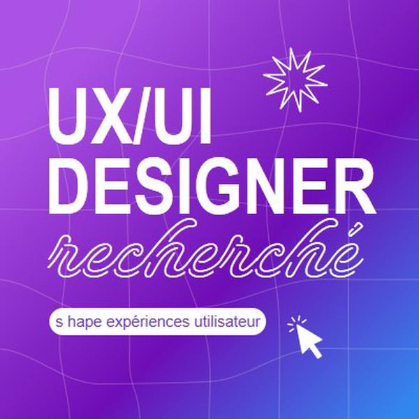 Concepteur d’interface utilisateur/expérience utilisateur recherché purple bold,playful,digital,grid,neon,gradient
