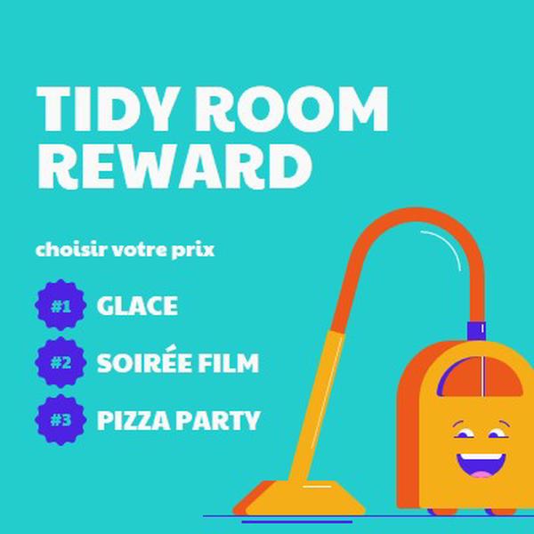 Récompense de chambre rangée blue bold,vibrant,graphics,illustration,playful,bright