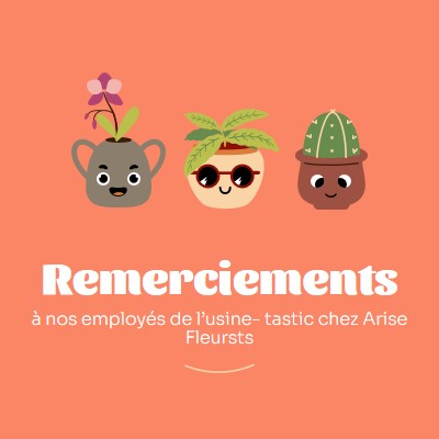 Carte de remerciement pour les employés orange bright,simple,plants,cute,fun,graphic