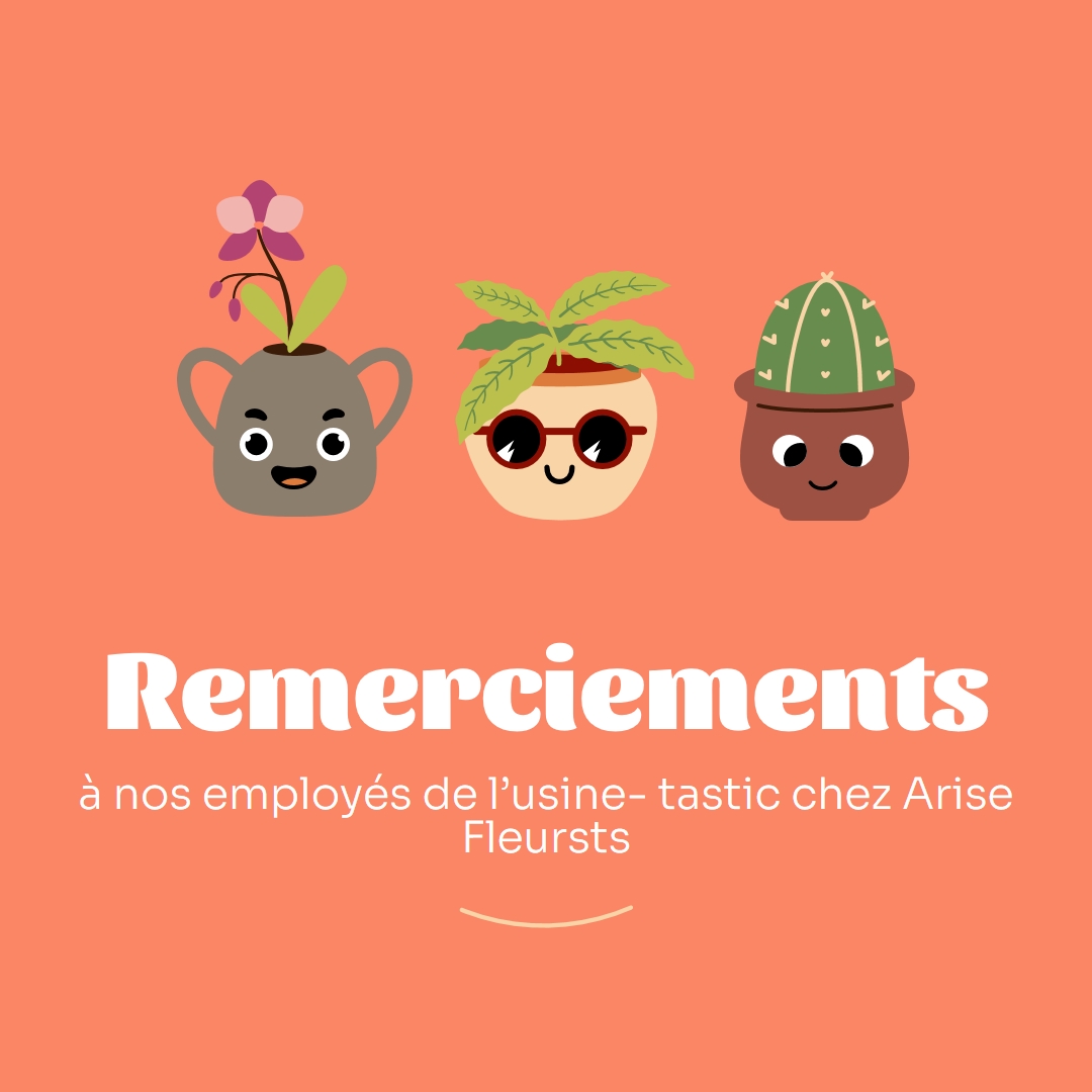 Merci carte pour les employés orange bright,simple,plants,cute,fun,graphic
