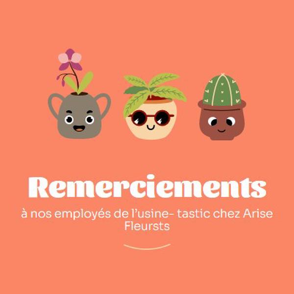 Carte de remerciement pour les employés orange bright,simple,plants,cute,fun,graphic