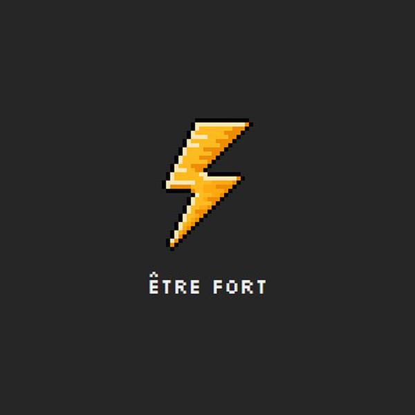 Être fort et puissant black dark,pixel,bolt,computer,retro,vintage