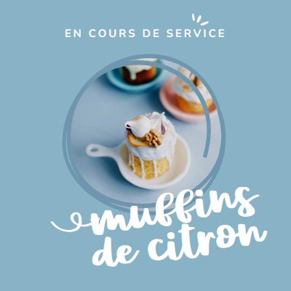 Maintenant servir des muffins de citron blue modern,playful,whimsical