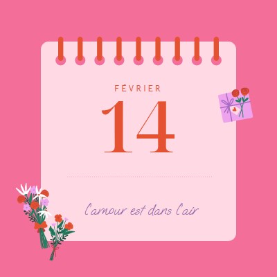 L’amour est dans l’air pink delicate,romantic,calendar,simple,frame,floral