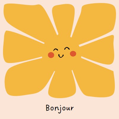 Bonjour à vous yellow cute,organic,sun,bright,minimal,handwriting