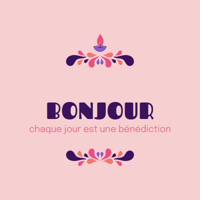 Chaque jour est une bénédiction pink modern,playful,graphics,bright,typographic,art-nouveau