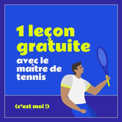 Leçon gratuite avec le maître de tennis blue vibrant,bold,block,frame,graphic,bright