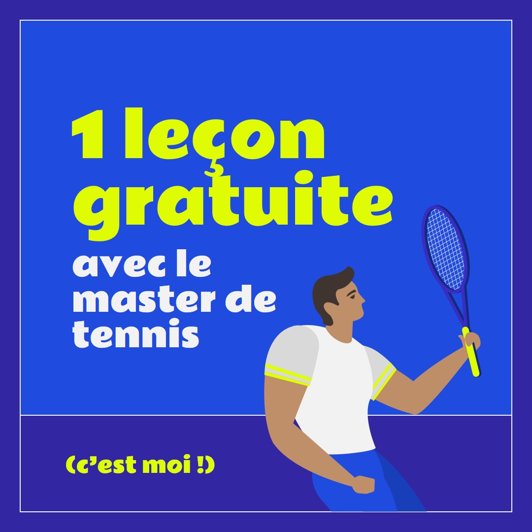 Leçon gratuite avec master de tennis blue vibrant,bold,block,frame,graphic,bright