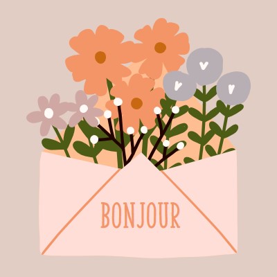 Bouquet du matin pink cute,whimsical,envelope,floral,relaxed,happy