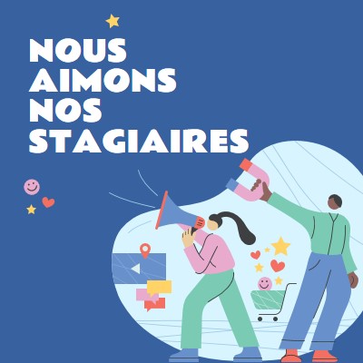 Carte de remerciement pour les stagiaires blue bold,whimsical,illustration,shape,fun,graphic