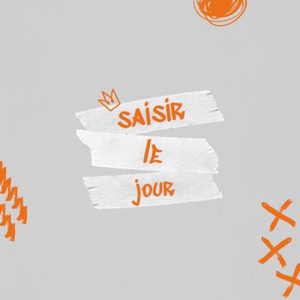 Saisissez la journée orange modern,grungy,scribbles,doodles,irregular,brushstroke