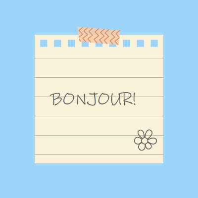 Note bonjour blue vibrant,simple,note,minimal,scrapbook,note[pad