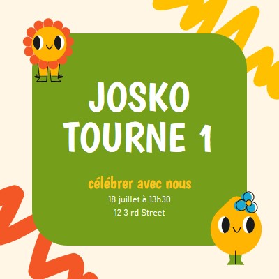 Invitation de premier anniversaire green whimsical,bold,graphic,bright,emoji,motif,