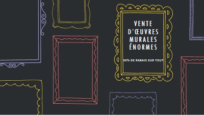 Vente d’œuvres murales énormes black whimsical-line