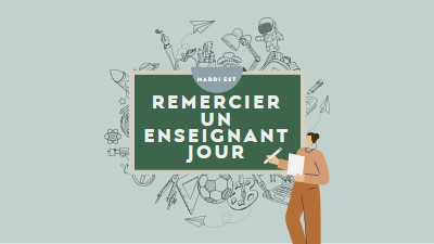 Merci pour les enseignants green modern-color-block