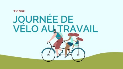 Journée de vélo au travail blue whimsical-color-block