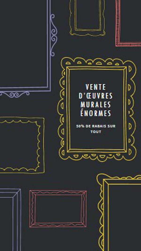 Vente d’œuvres murales énormes black whimsical-line