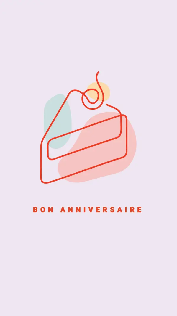 Une tranche de joyeux anniversaire purple whimsical-line