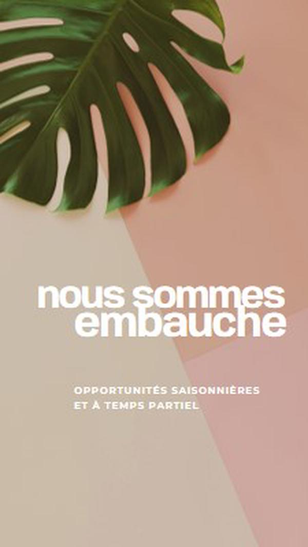 Nous recrutons des travailleurs saisonniers pink modern-simple