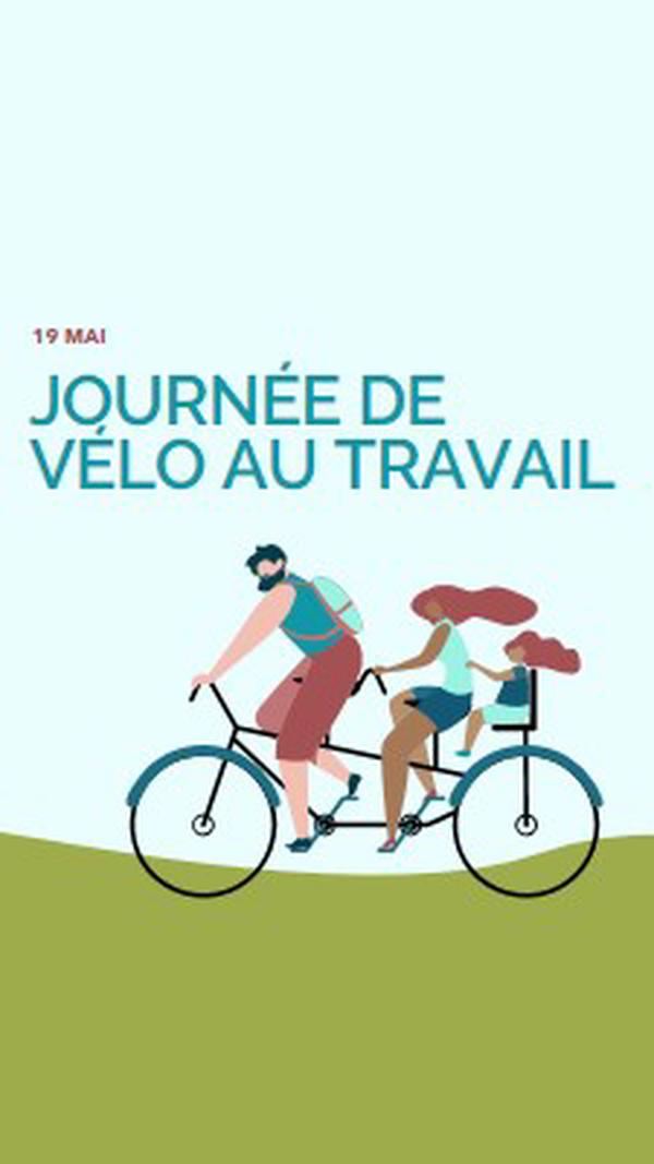 Journée de vélo au travail blue whimsical-color-block