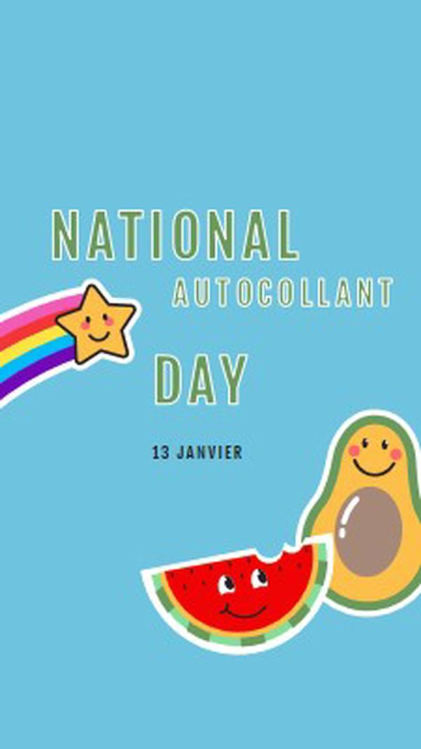 Bonne journée nationale des autocollants blue whimsical-color-block