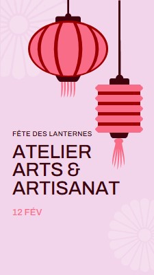 Atelier du Festival des lanternes pink modern,whimsical,graphics,minimal,bold,typographic